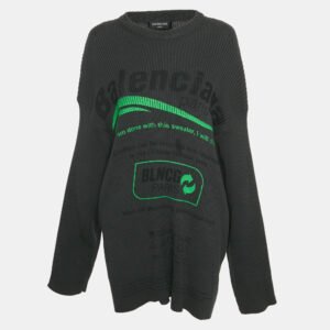 Balenciaga Grey Printed Rib Knit Oversized Sweater XS