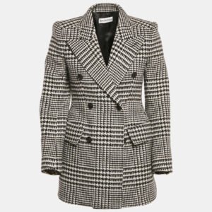 Balenciaga Black/White Houndstooth Wool Hourglass Blazer S