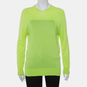 Balenciaga Neon Green Cashmere Oversized Pullover S