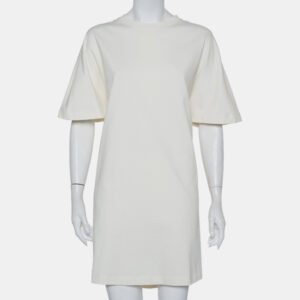 Balenciaga Off White Cotton Knit Oversized T-Shirt Dress M