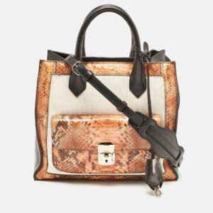 Balenciaga Tricolor Canvas and Python Padlock All Afternoon Tote
