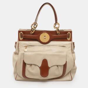 Balenciaga Cream/Brown Leather Lune Tote
