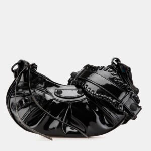 Balenciaga Black Patent Leather Motocross Le Cagole XS Shoulder Bag