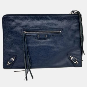 Balenciaga Blue Leather Motor Clutch