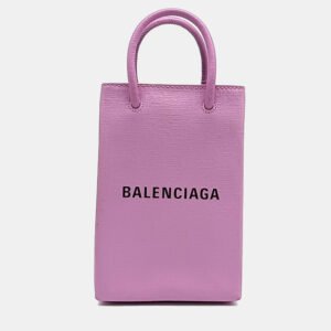 Balenciaga Purple Leather shopping phone holder bag