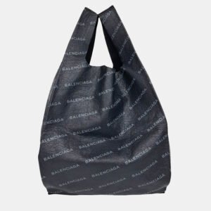 Balenciaga Black Leather Supermarket Shopper Bag