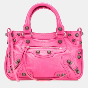 Balenciaga Pink Small Lambskin Motocross Neo Cagole Satchel