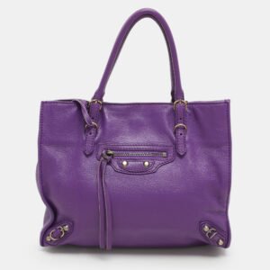 Balenciaga Purple Leather Mini Papier A4 Tote
