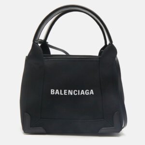 Balenciaga Black/White Canvas and Leather XS Cabas Tote