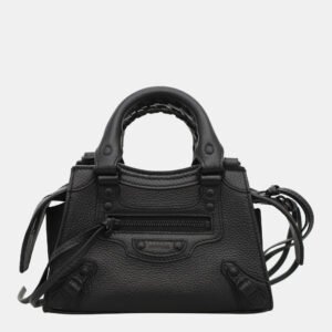 Balenciaga Black Calfskin Leather Classic Neo Nano City Bag