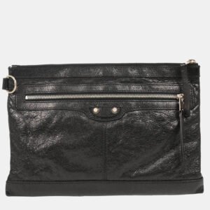 Balenciaga Clip M Black Lambskin Clutch Bag