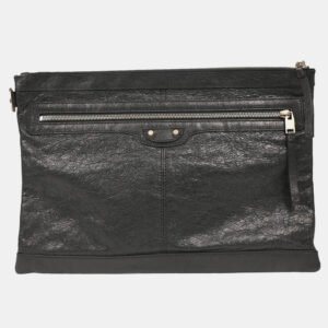 Balenciaga Clip L Gray Lambskin Clutch Bag