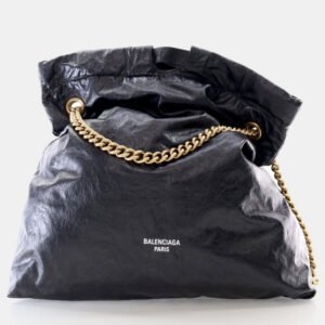 Balenciaga Crush Medium Black Calfskin Tote Bag