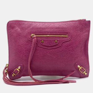 Balenciaga Pink Leather Motor Clutch