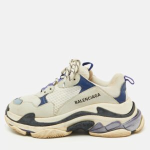 Balenciaga Multicolor Faux Leather and Mesh Triple S Sneakers Size 38
