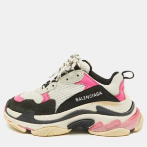 Balenciaga Multicolor Faux Leather and Mesh Triple S Sneakers Size 37