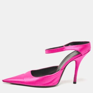 Balenciaga Pink Satin Pointed Toe Mary Jane Pumps Size 37.5