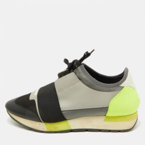 Balenciaga Multicolor Leather and Fabric Race Runner Low Top Sneakers Size 38