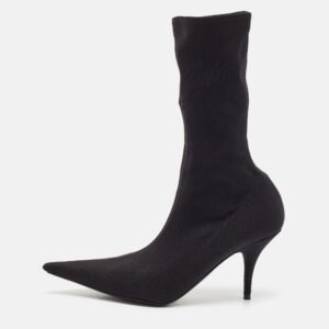 Balenciaga Black Stretch Fabric Knife Mid Calf Boots Size 35.5
