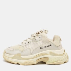 Balenciaga Multicolor Faux Leather and Mesh Triple S Lace Up Sneakers Size 39