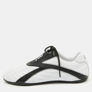 Balenciaga White/Black Quilted Leather Zen Low Top Sneakers Size 39