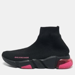 Balenciaga Black Knit Fabric Speed Slip On Sneakers Size 36