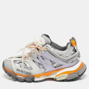 Balenciaga Multicolor Faux Leather and Mesh Track Lace Up Sneakers Size 36