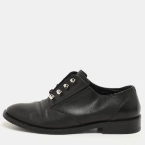 Balenciaga Black Leather Embellished Oxfords Size 37.5