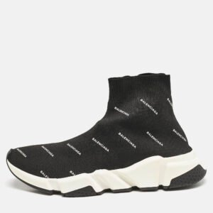 Balenciaga Black Knit Fabric Speed Trainer Sneakers Size 40
