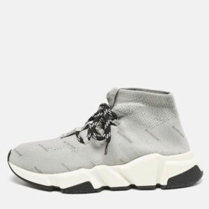 Balenciaga Grey Knit Fabric Speed Trainer Sneakers Size 37