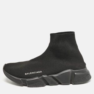 Balenciaga Black Knit Fabric Speed Trainer Sneakers Size 39