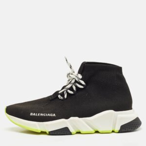 Balenciaga Black Knit Fabric Speed Trainer Sneakers Size 40