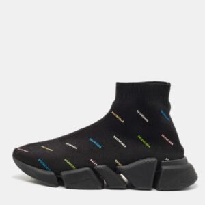 Balenciaga Black Knit Fabric Speed Trainer Sneakers Size 38