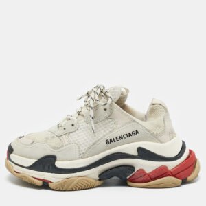 Balenciaga Grey Mesh and Nubuck Leather Triple S Clear Low Top Sneakers Size 38