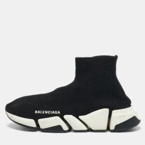 Balenciaga Black Knit Fabric Speed High Top Sneakers Size 39