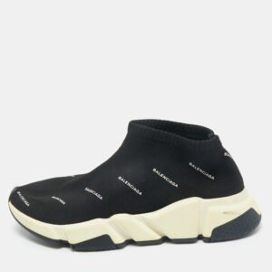 Balenciaga Black Knit Fabric Speed Trainer Sneakers Size 37