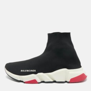 Balenciaga Black  Knit Fabric Speed Trainer High Top Sneakers Size 41