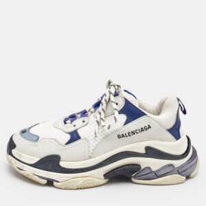 Balenciaga Multicolor Faux Leather and Mesh Triple S Lace Up Sneakers Size 39