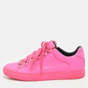 Balenciaga Pink Leather Arena Low Top Sneakers Size 38