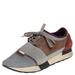 Balenciaga Multicolor Mesh And Leather Race Runner Sneakers Size 40