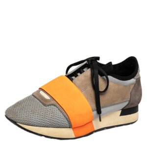 Balenciaga Multicolor Leather And Suede Race Runner Sneakers Size 36