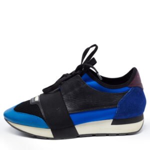 Balenciaga Multicolor Leather and  Mesh Race Runner Sneakers Size 38