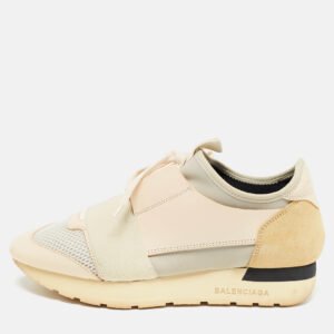 Balenciaga Multicolor Fabric and Leather Race Runner Sneakers Size 37