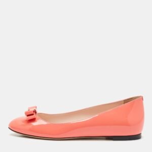 Bally Coral Orange Patent Leather Benalla Ballet Flats Size 37.5