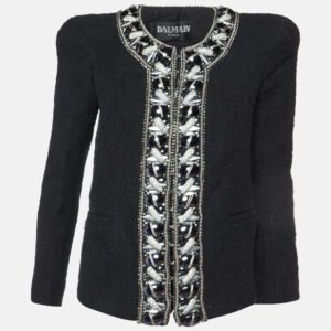 Balmain Black Embellished Tweed Jacket M
