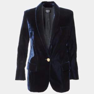 Balmain Navy Blue Velvet Tailored Jacket M