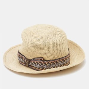 Borsalino Brown Straw Semi Crochet Panama Hat