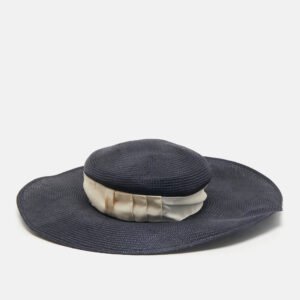 Borsalino Blue Wide Brim Paglia Panam Hat M