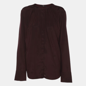 Boss By Hugo Boss Dark Burgundy Satin Long Sleeve Shirt L