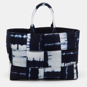 Bottega Veneta Navy Blue/White Canvas Large Arco Tote